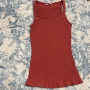 Charlotte Russe Ribbed Tank Top - Brick Red